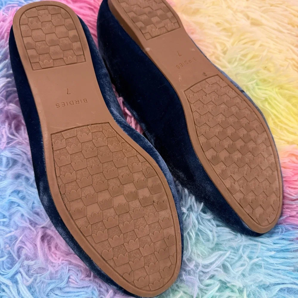 Birdies Starling Loafers Womens 7 Navy Blue Velvet Smoking Slippers‎